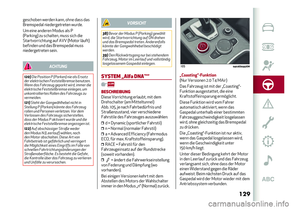 Alfa Romeo Giulia 2020  Betriebsanleitung (in German) �����	�
�&����	� ��	���	� ����� ����	 ���
�
 ���
���	��
�(�	��� ���	��	���	���	��	� �����	�
�@� �	���	 ����	��	� �.����
 ���
 �2
�7�2�����