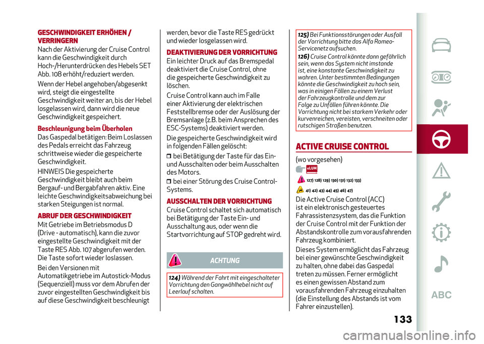 Alfa Romeo Giulia 2020  Betriebsanleitung (in German) ����	����������	���� ��
��6��� �"
���
�
���	��
�
�1��&� ��	� �����!��	���� ��	� �G����
�	 �G������
���� ���	 �0�	�
�&���������	�� ��