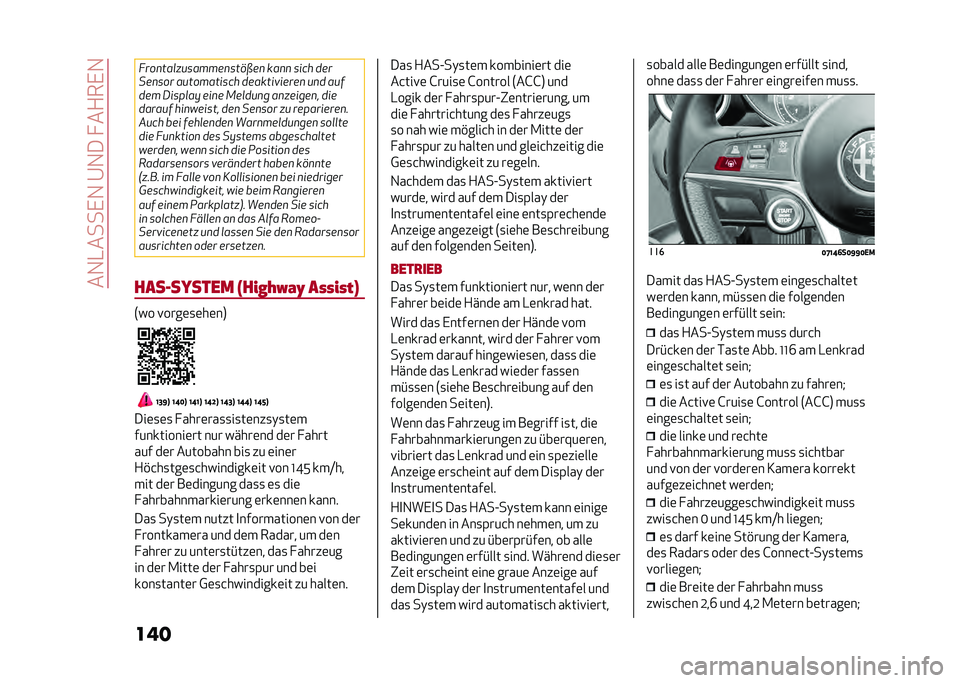 Alfa Romeo Giulia 2020  Betriebsanleitung (in German) ���1�-����,�1��@�1��� ��+��,�1
��� ����
���
� �������
����	��
 ���
�
 ���� ���
���
��� ����������� �������"�����
 ��
� ���
��� �/