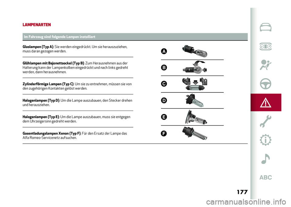 Alfa Romeo Giulia 2020  Betriebsanleitung (in German) ��	�	
�
�
�������
���
�:
�� �!����"��	� ���
� �� ����
�� �-���%��
 ��
���������
��������%��
 �H��I�% ��A �5 ���	 ��	���	� �	����	���#�&��