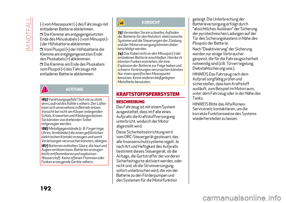 Alfa Romeo Giulia 2020  Betriebsanleitung (in German) ��
�.��1�6�*� ��-�-
����7�A�8 �!�� �.��
�
�	�(���� �7�A�8 ��	�
 � �����	���
 ���
�	������	��	� �����	���	 �����	���	��
���	 �3��	���	 �� �	����	�