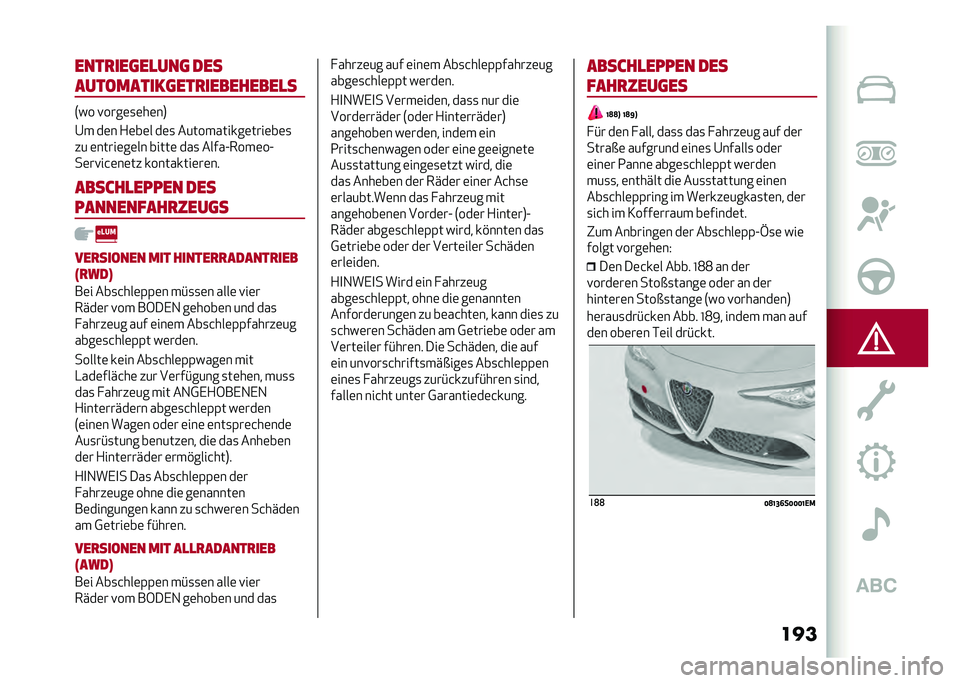 Alfa Romeo Giulia 2020  Betriebsanleitung (in German) �������
���	��
���	 ���
����������	���
���������
�
�7�� �!����	�
�	��	��8
�@� ��	� �+�	��	� ��	�
 �����������	����	��	�
�� �	�����	�