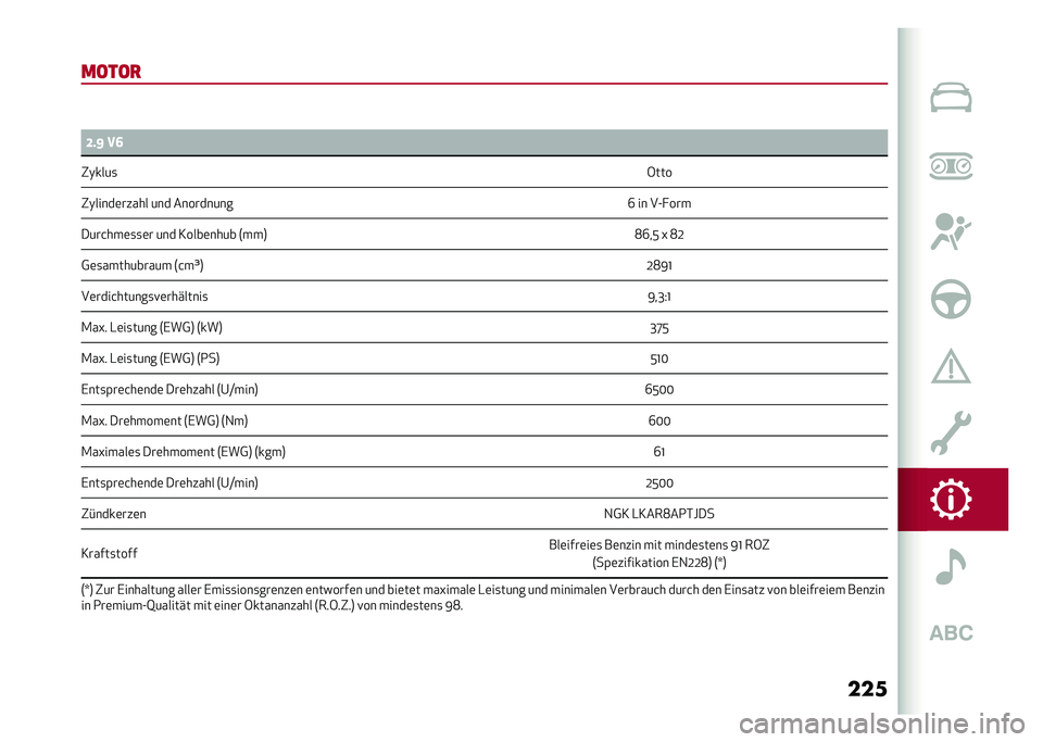 Alfa Romeo Giulia 2020  Betriebsanleitung (in German) ���
�����
 �
�:
�D�#�F ��>
�"�)����
 �6���
�"�)�����	����� ��� ��������� �R �� ��A� ���
����&���	�
�
�	� ��� �3����	���� �7���8 �<�R��: �D 