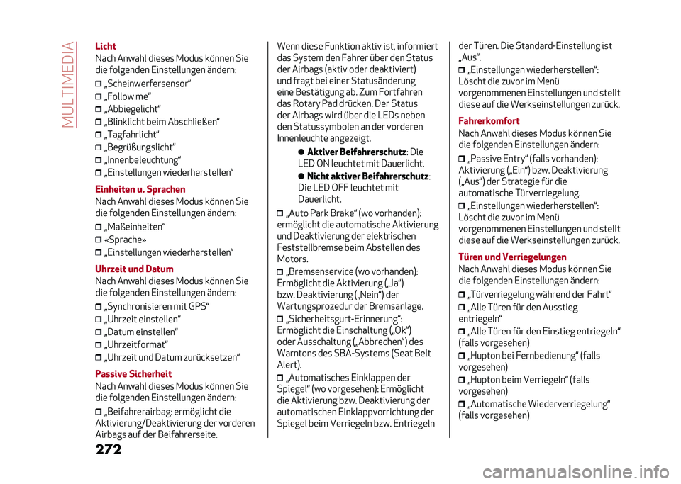 Alfa Romeo Giulia 2020  Betriebsanleitung (in German) ��.�@�-�*�
�.�,��
�
��	��-����
�1��&� ������ ���	�
�	�
 �.����
 ��%���	� ���	
���	 �����	���	� �,���
��	������	� ����	���5
�>��&��	����	���	�