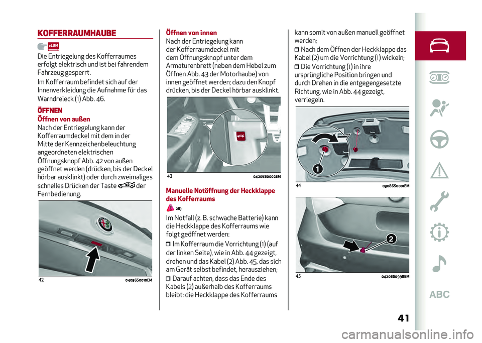 Alfa Romeo Giulia 2020  Betriebsanleitung (in German) ��������
�
��������
���	 �,�����	��	���� ��	�
 �3����	������	�
�	������ �	��	�����
�&� ��� ��
� ��	� �����	���	�
� �����	�� ��	�
�(