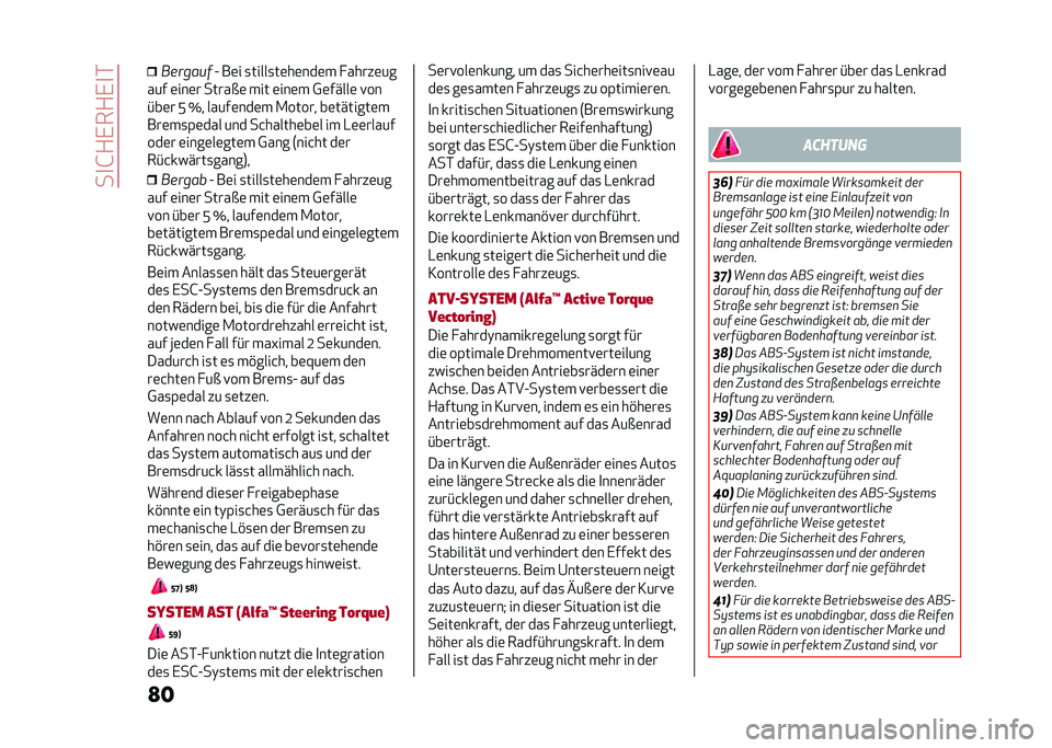 Alfa Romeo Giulia 2020  Betriebsanleitung (in German) ���
�G�+�,��+�,�
�*
�
� �������
�A ��	� �
�����
��	��	���	� � �����	��
��� �	���	� �����$�	 ��� �	���	� �0�	�����	 �!��
�#��	� �: �[� �����	��