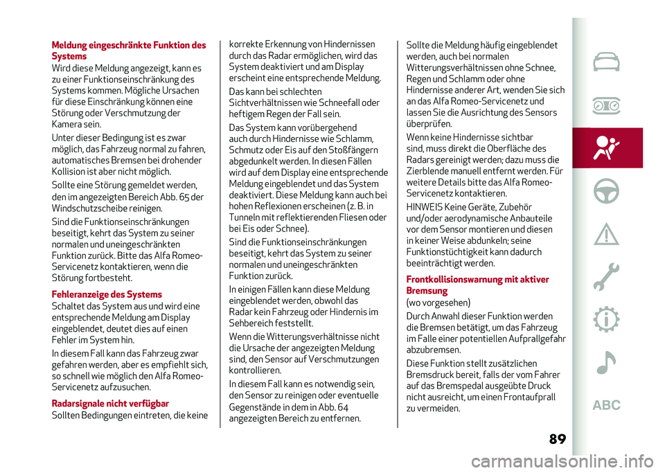 Alfa Romeo Giulia 2020  Betriebsanleitung (in German) �
��/����	�
� ���
�������+�
�&�� �!�	�
�&��� �
 ���
��I�����
���� ���	�
�	 �.�	����� ����	��	���� ���� �	�
�� �	���	� � ��������
�	���
�