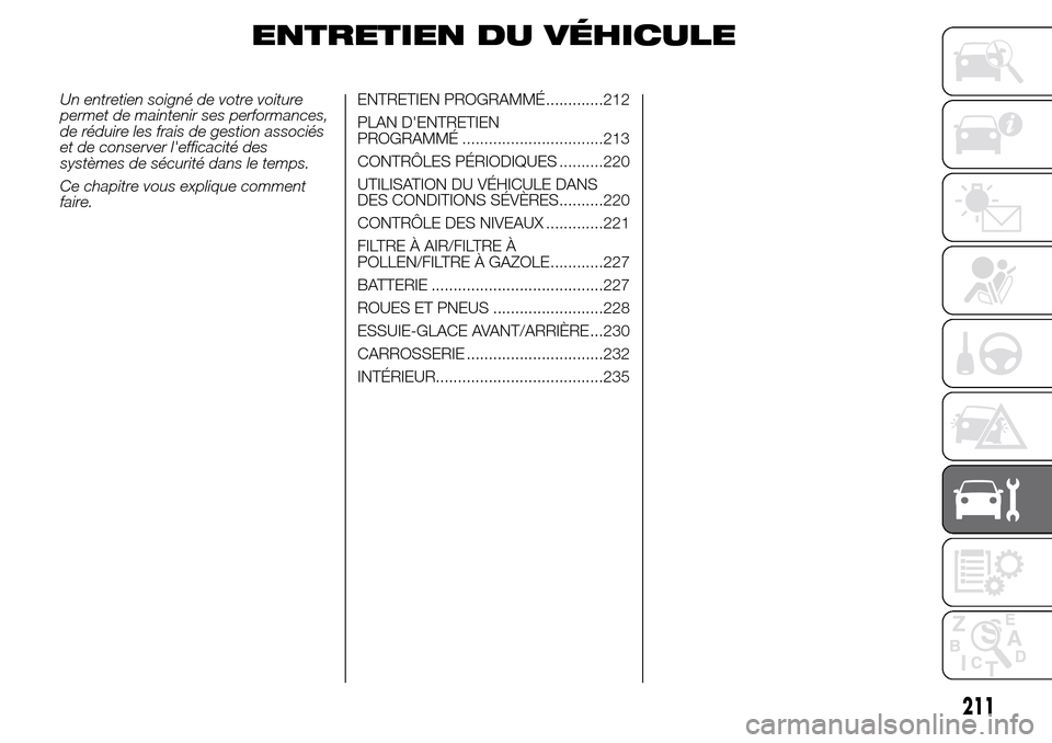 Alfa Romeo Giulietta 2016  Manuel du propriétaire (in French) ENTRETIEN DU VÉHICULE
Un entretien soigné de votre voiture
permet de maintenir ses performances,
de réduire les frais de gestion associés
et de conserver lefficacité des
systèmes de sécurité 