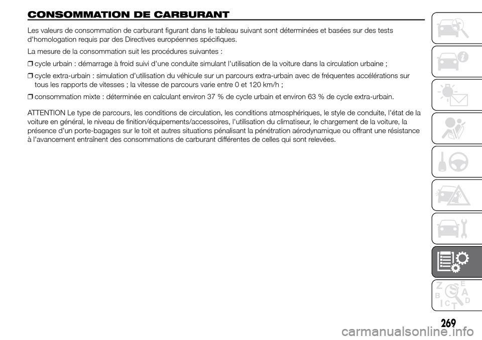 Alfa Romeo Giulietta 2016 Manuel du propriétaire (in French) CONSOMMATION DE CARBURANT
Les valeurs de consommation de carburant figurant dans le tableau suivant sont déterminées et basées sur des tests
dhomologation requis par des Directives européennes sp Alfa Romeo Giulietta 2016 Manuel du propriétaire (in French) CONSOMMATION DE CARBURANT
Les valeurs de consommation de carburant figurant dans le tableau suivant sont déterminées et basées sur des tests
dhomologation requis par des Directives européennes sp