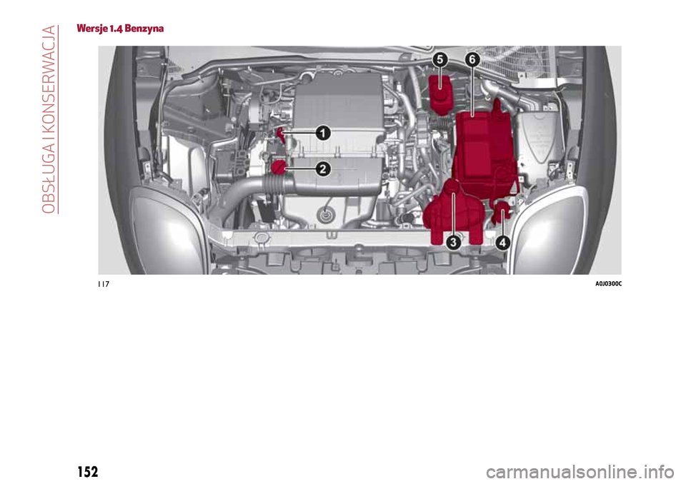 Alfa Romeo MiTo 2017  Instrukcja Obsługi (in Polish) Wersje 1.4 Benzyna
117A0J0300C
152
OBSŁUGA I KONSERWACJA 