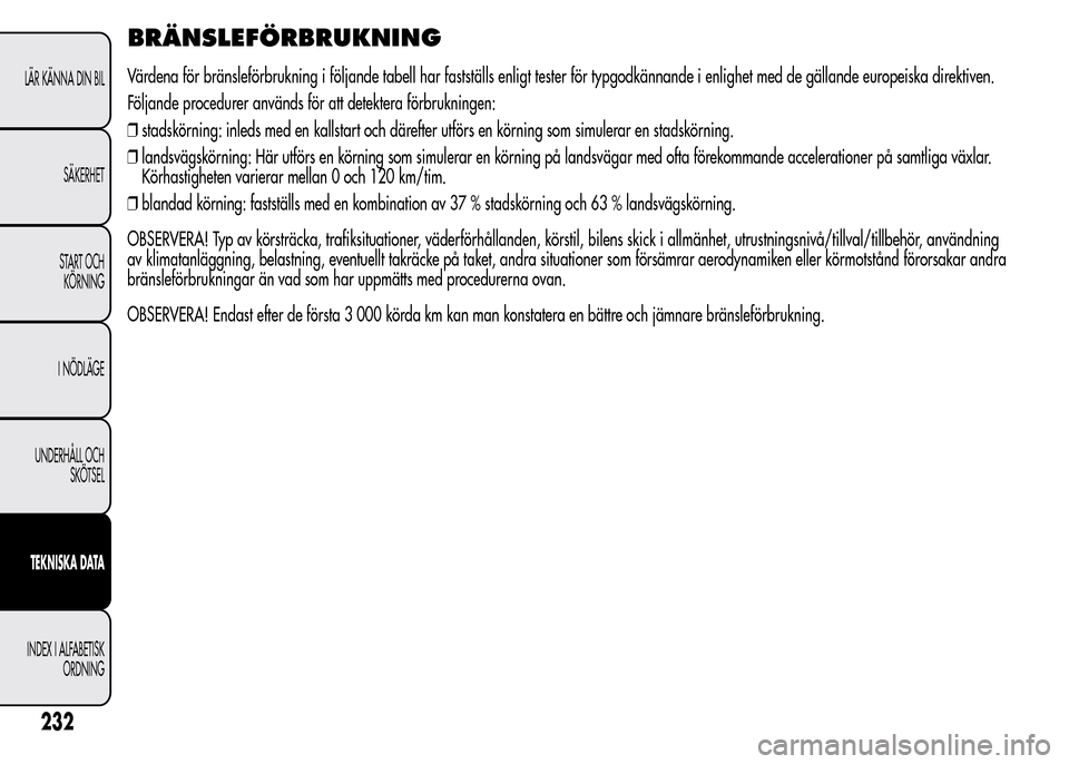 Alfa Romeo MiTo 2015 Ägarmanual (in Swedish) BRÄNSLEFÖRBRUKNING
Värdena för bränsleförbrukning i följande tabell har fastställs enligt tester för typgodkännande i enlighet med de gällande europeiska direktiven.
Följande procedurer an Alfa Romeo MiTo 2015 Ägarmanual (in Swedish) BRÄNSLEFÖRBRUKNING
Värdena för bränsleförbrukning i följande tabell har fastställs enligt tester för typgodkännande i enlighet med de gällande europeiska direktiven.
Följande procedurer an