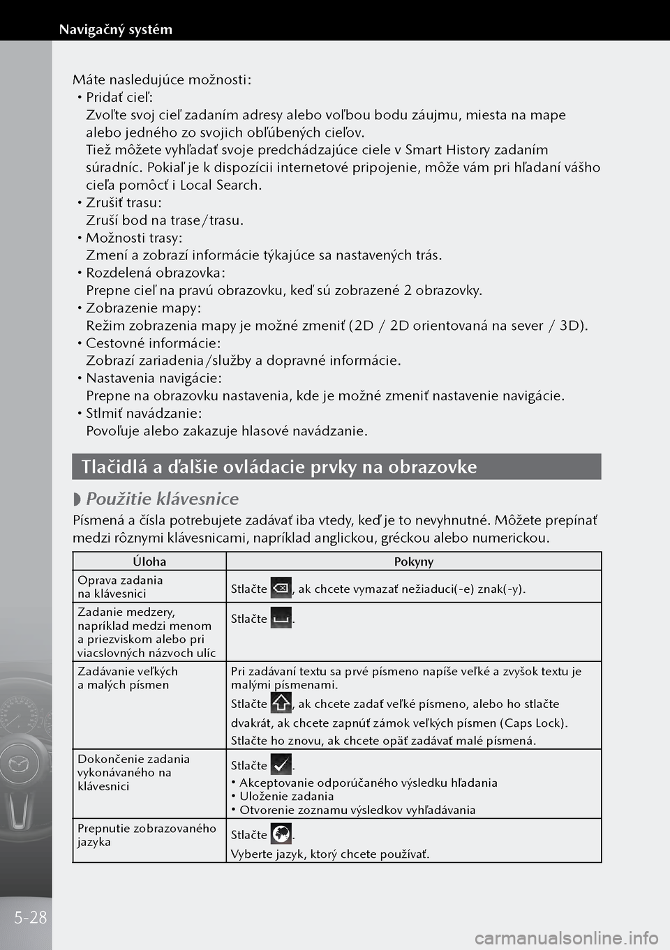 MAZDA MODEL 3 HATCHBACK 2019  Užívateľská príručka (in Slovak) Máte nasledujúce možnosti: Pridať cieľ:Zvoľte svoj cieľ zadaním adresy alebo voľ bou bodu záujmu, miesta na mape 
alebo jedného zo svojich obľúbených cieľov.
Tiež môžete vyhľada