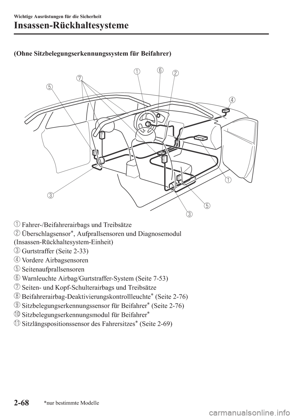 MAZDA MODEL 6 2019  Betriebsanleitung (in German) ��2�K�Q�H��6�L�W�]�E�H�O�H�J�X�Q�J�V�H�U�N�H�Q�Q�X�Q�J�V�V�\�V�W�H�P��I�