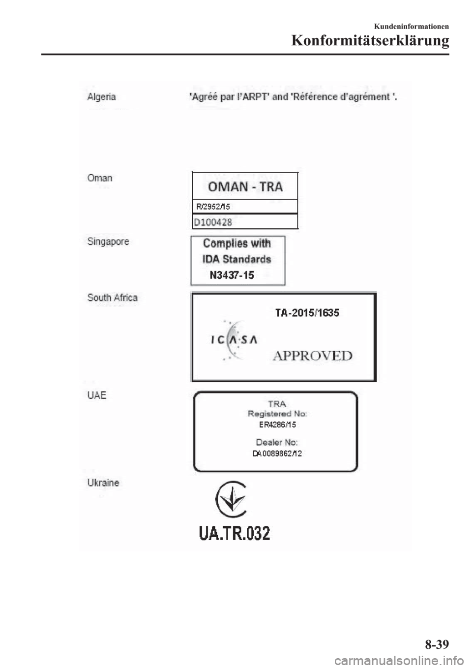 MAZDA MODEL 6 2019  Betriebsanleitung (in German) �.�X�Q�G�H�Q�L�Q�I�R�U�P�D�W�L�R�Q�H�Q
�.�R�Q�I�R�U�P�L�W�l�W�V�H�U�N�O�l�U�X�Q�J
���� 