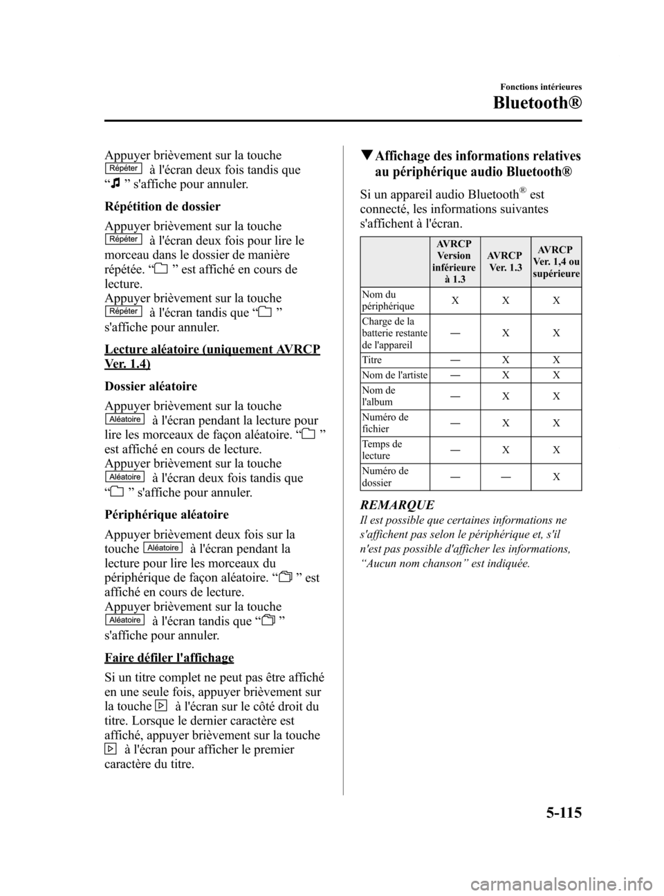 MAZDA MODEL 6 2015 Manuel du propriétaire (in French) Black plate (411,1)
Appuyer brièvement sur la touche
à lécran deux fois tandis que
“
” saffiche pour annuler.
Répétition de dossier
Appuyer brièvement sur la touche
à lécran deux fois p MAZDA MODEL 6 2015 Manuel du propriétaire (in French) Black plate (411,1)
Appuyer brièvement sur la touche
à lécran deux fois tandis que
“
” saffiche pour annuler.
Répétition de dossier
Appuyer brièvement sur la touche
à lécran deux fois p