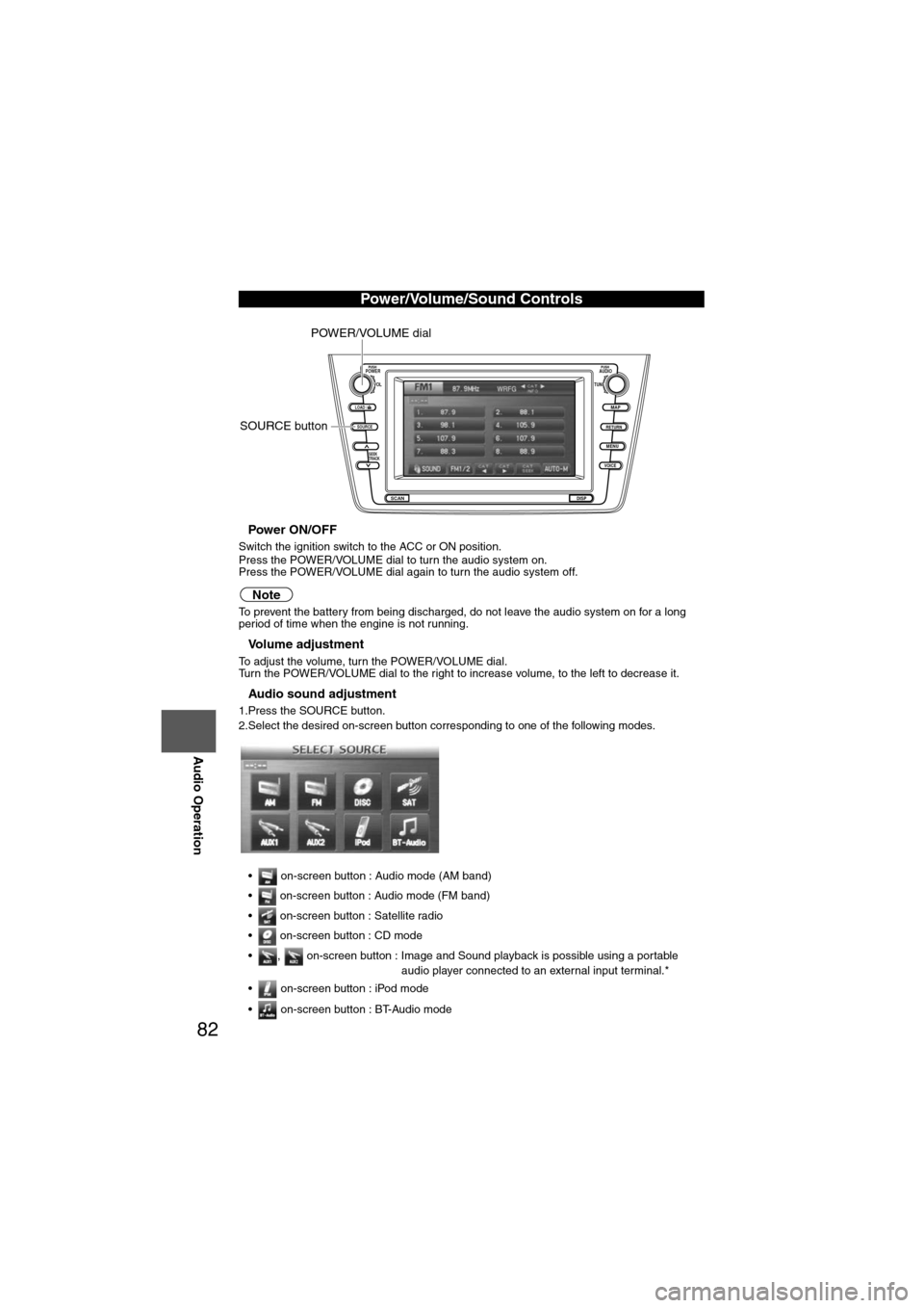 MAZDA MODEL 6 2012 Navigation Manual (in English) 82
Before
UseGetting
started
Routing Address
Book
Vo i c e Recognition
Navigation
Set Up
RDM-TMC
Audio Operation
Navigation
Set Up
nPower ON/OFF
Switch the ignition switch to the ACC or ON positi MAZDA MODEL 6 2012 Navigation Manual (in English) 82
Before
UseGetting
started
Routing Address
Book
Vo i c e Recognition
Navigation
Set Up
RDM-TMC
Audio Operation
Navigation
Set Up
nPower ON/OFF
Switch the ignition switch to the ACC or ON positi