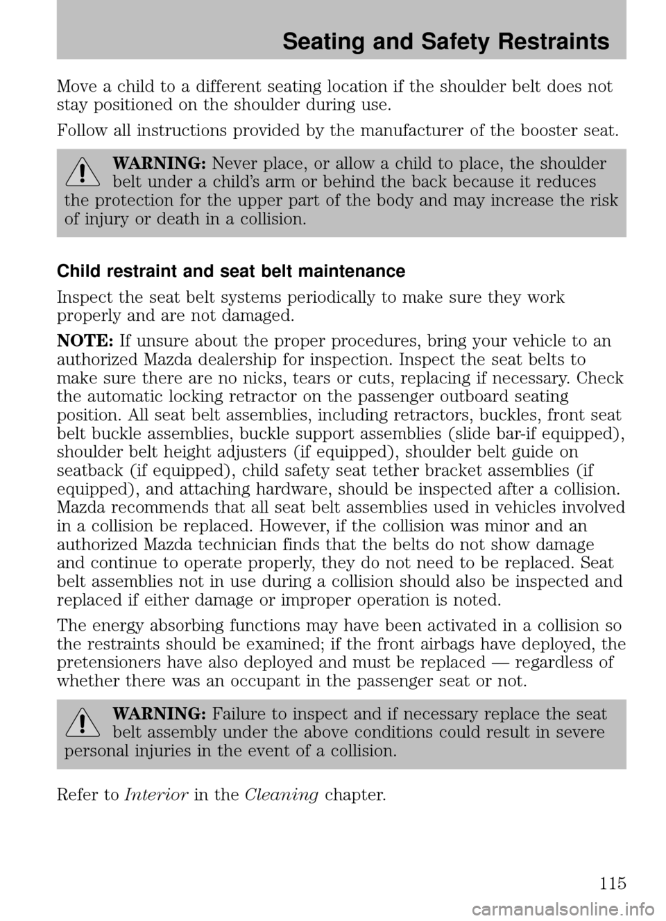 MAZDA MODEL B2300 TRUCK 2009  Owners Manual (in English) 