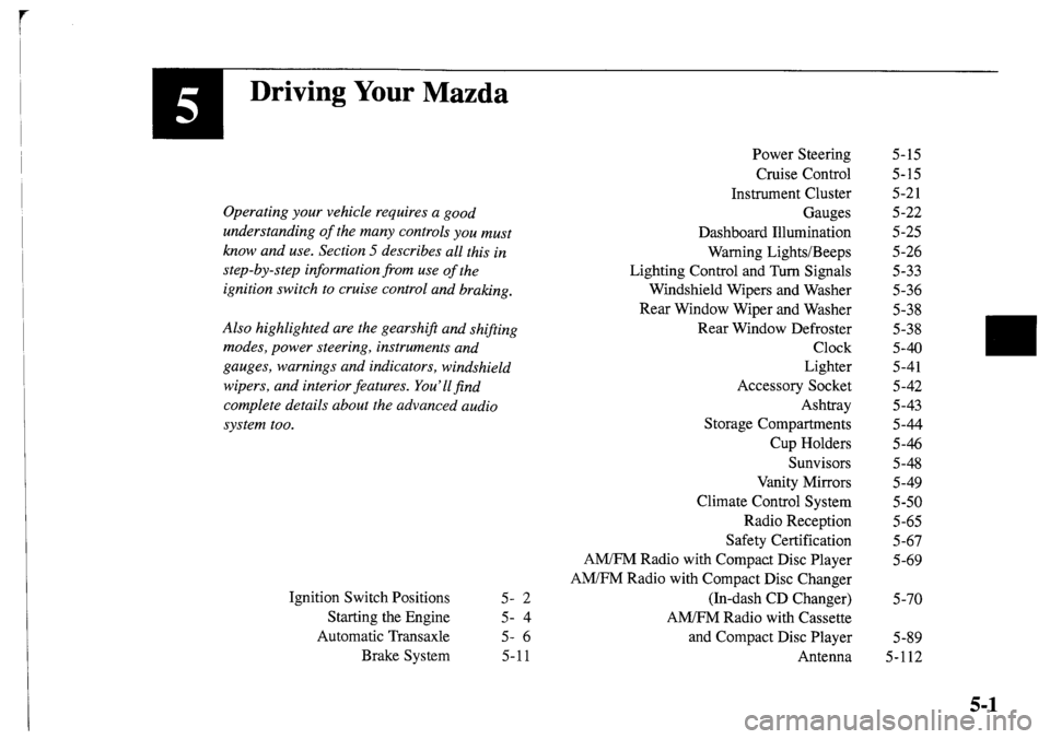 MAZDA MODEL MPV 2001  Owners Manual (in English) 