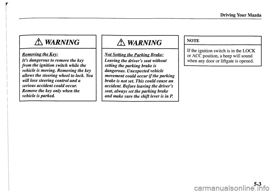 MAZDA MODEL MPV 2001  Owners Manual (in English) 