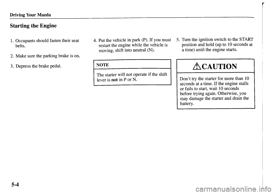 MAZDA MODEL MPV 2001  Owners Manual (in English) 