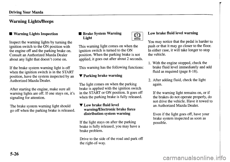 MAZDA MODEL MPV 2001  Owners Manual (in English) 