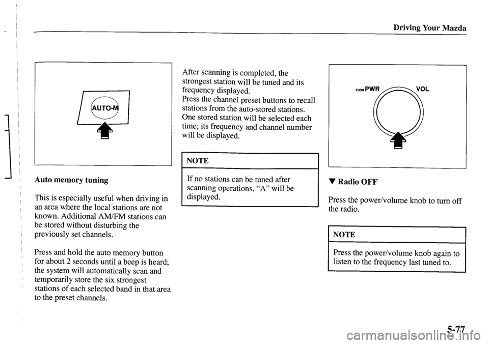 MAZDA MODEL MPV 2001  Owners Manual (in English) 