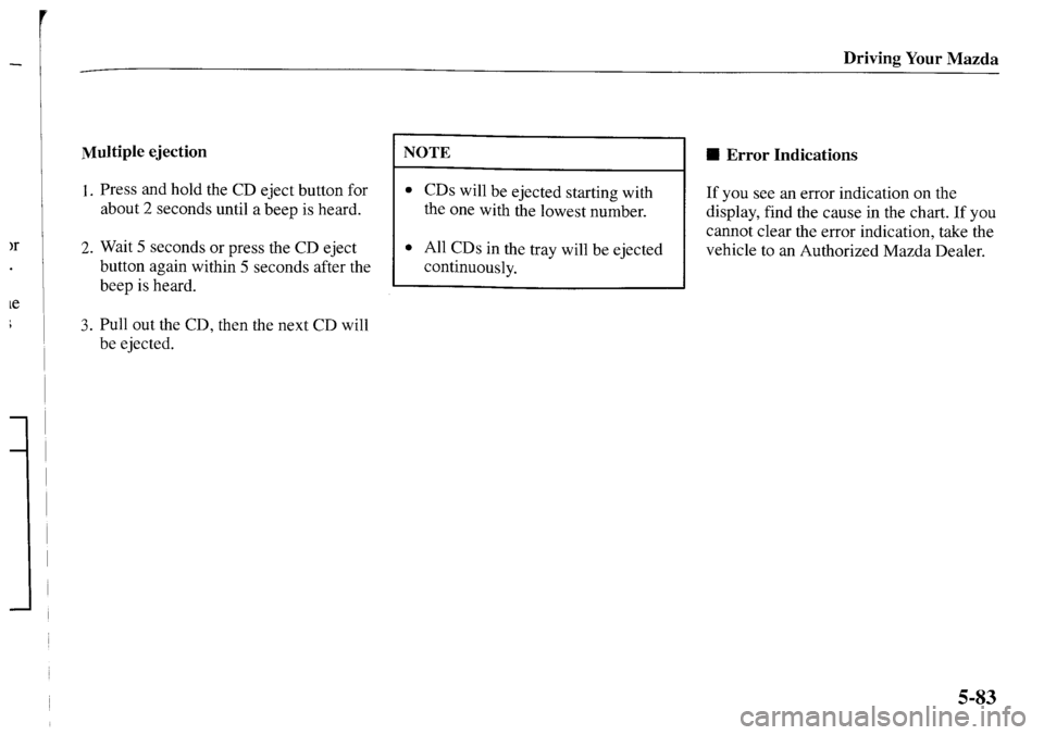 MAZDA MODEL MPV 2001  Owners Manual (in English) 