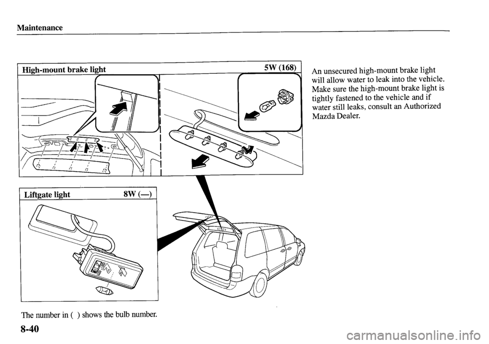 MAZDA MODEL MPV 2001  Owners Manual (in English) 