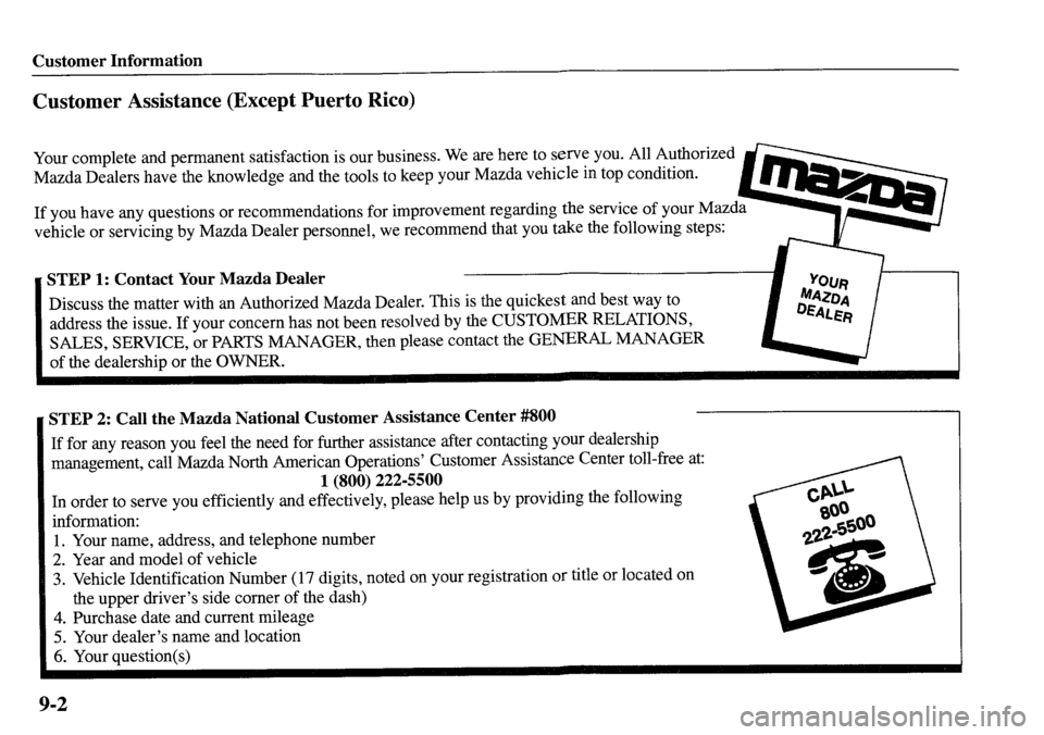 MAZDA MODEL MPV 2001  Owners Manual (in English) 