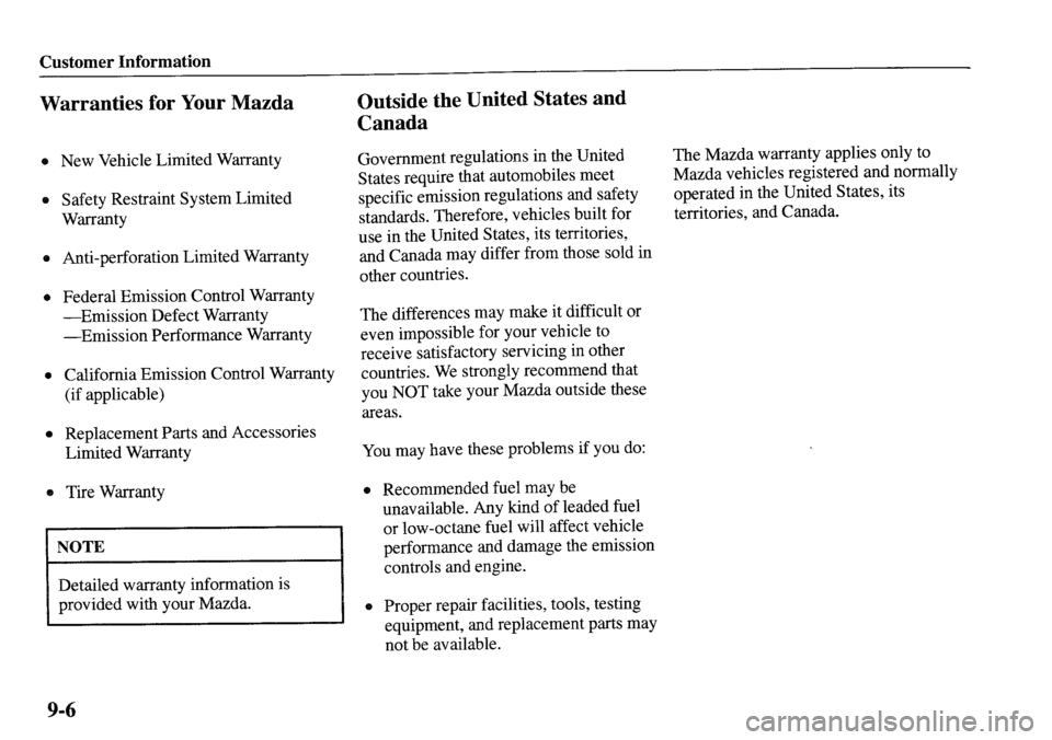 MAZDA MODEL MPV 2001  Owners Manual (in English) 