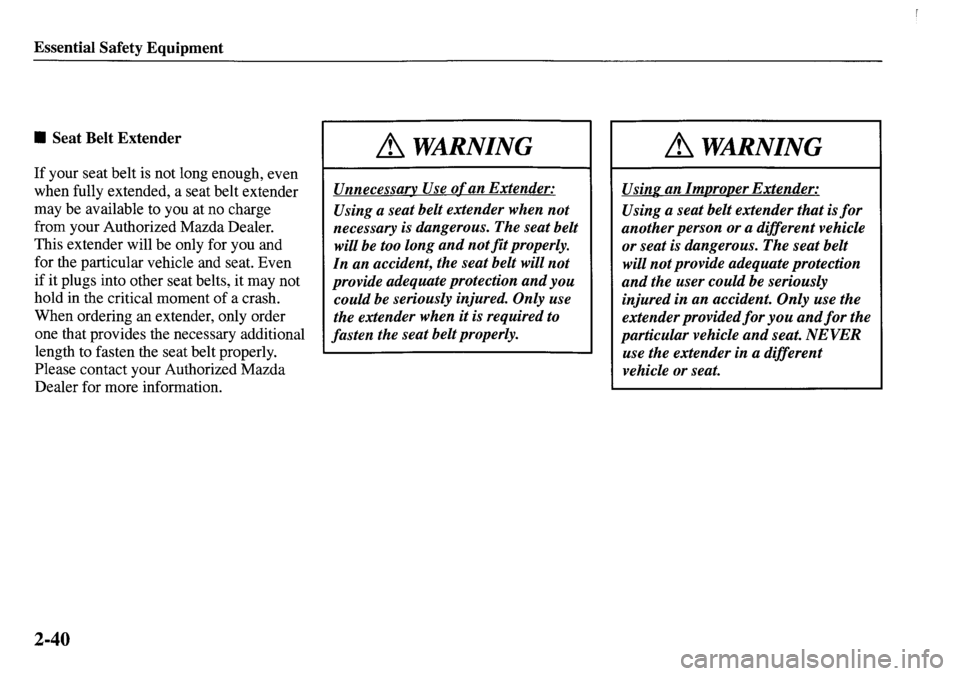 MAZDA MODEL MPV 2001  Owners Manual (in English) 