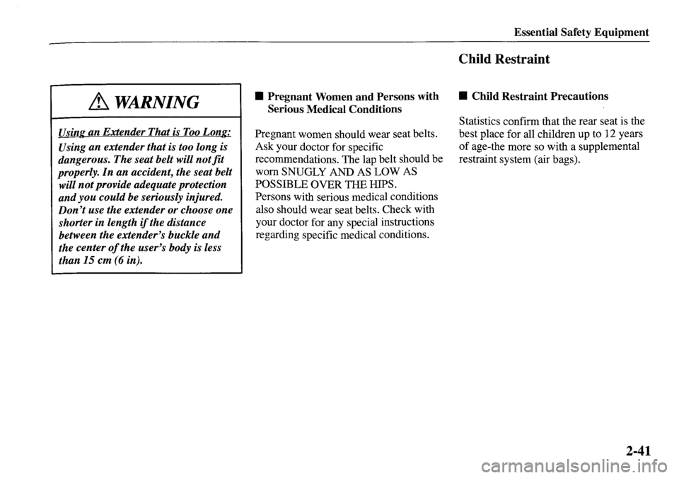 MAZDA MODEL MPV 2001  Owners Manual (in English) 