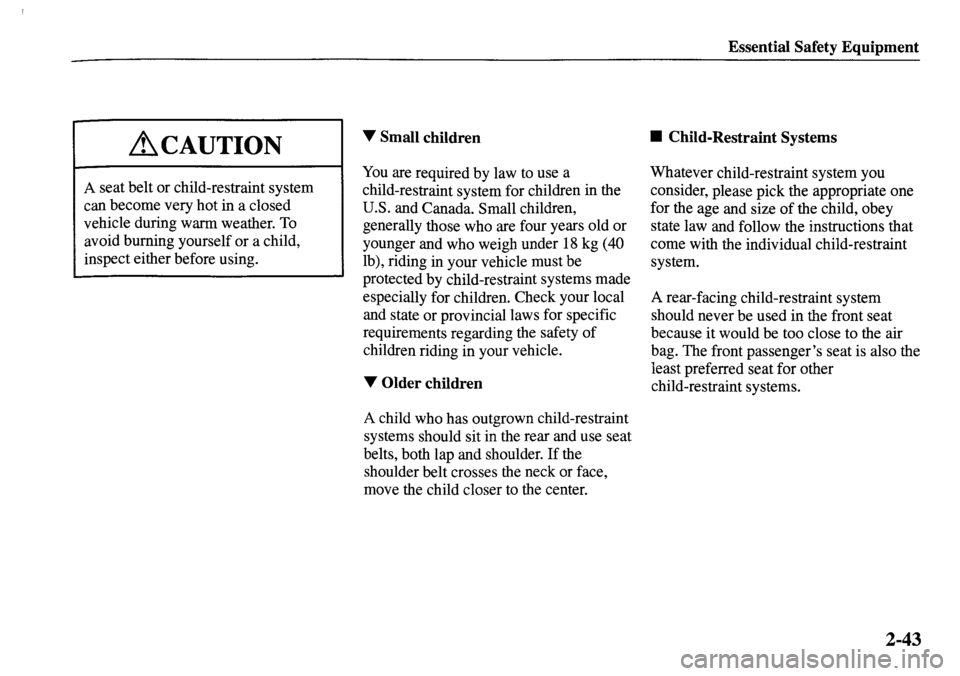 MAZDA MODEL MPV 2001  Owners Manual (in English) 