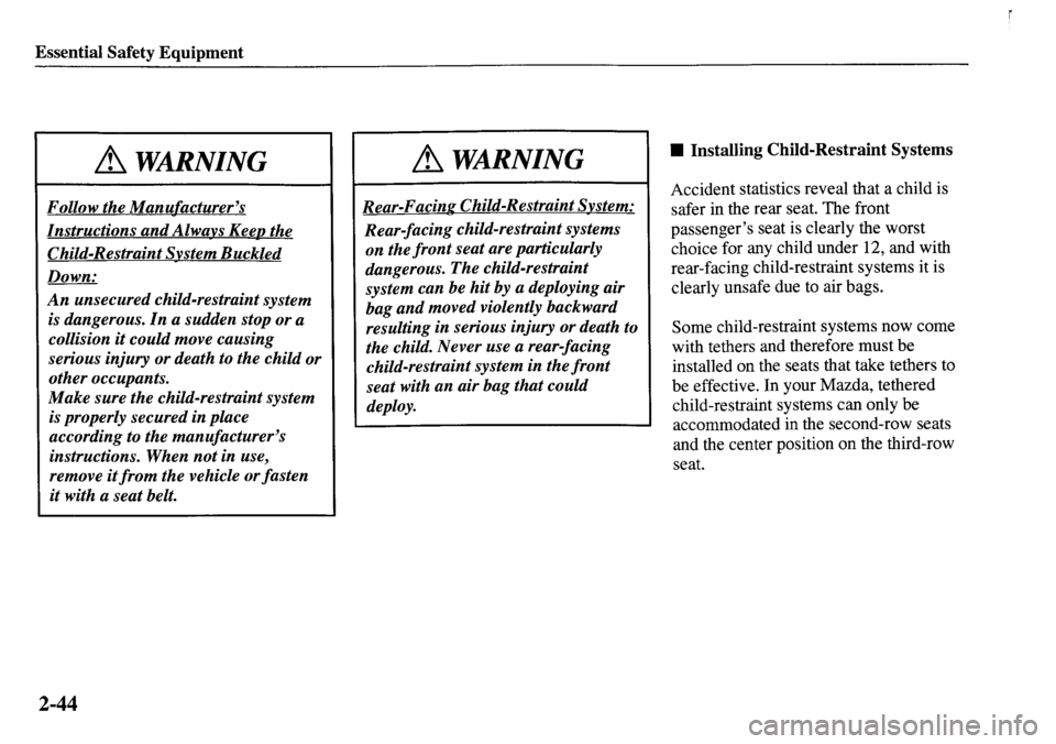 MAZDA MODEL MPV 2001  Owners Manual (in English) 