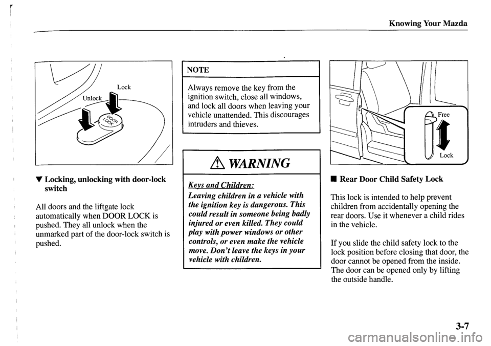 MAZDA MODEL MPV 2001  Owners Manual (in English) 
