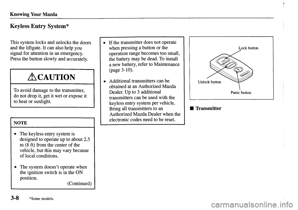 MAZDA MODEL MPV 2001  Owners Manual (in English) 