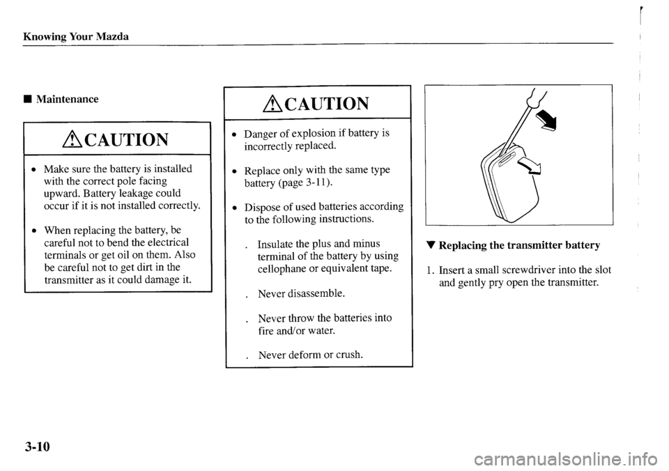 MAZDA MODEL MPV 2001  Owners Manual (in English) 