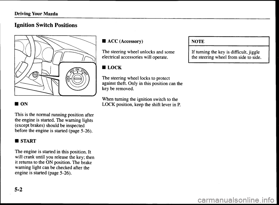 MAZDA MODEL MPV 2000  Owners Manual (in English) 