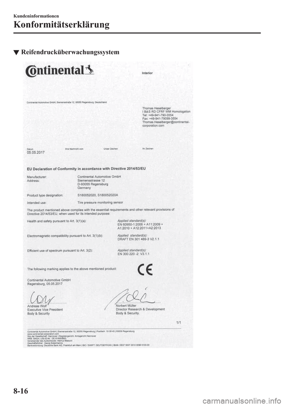 MAZDA MODEL MX-5 2018  Betriebsanleitung (in German) ▼�5�H�L�I�H�Q�G�U�X�F�N�