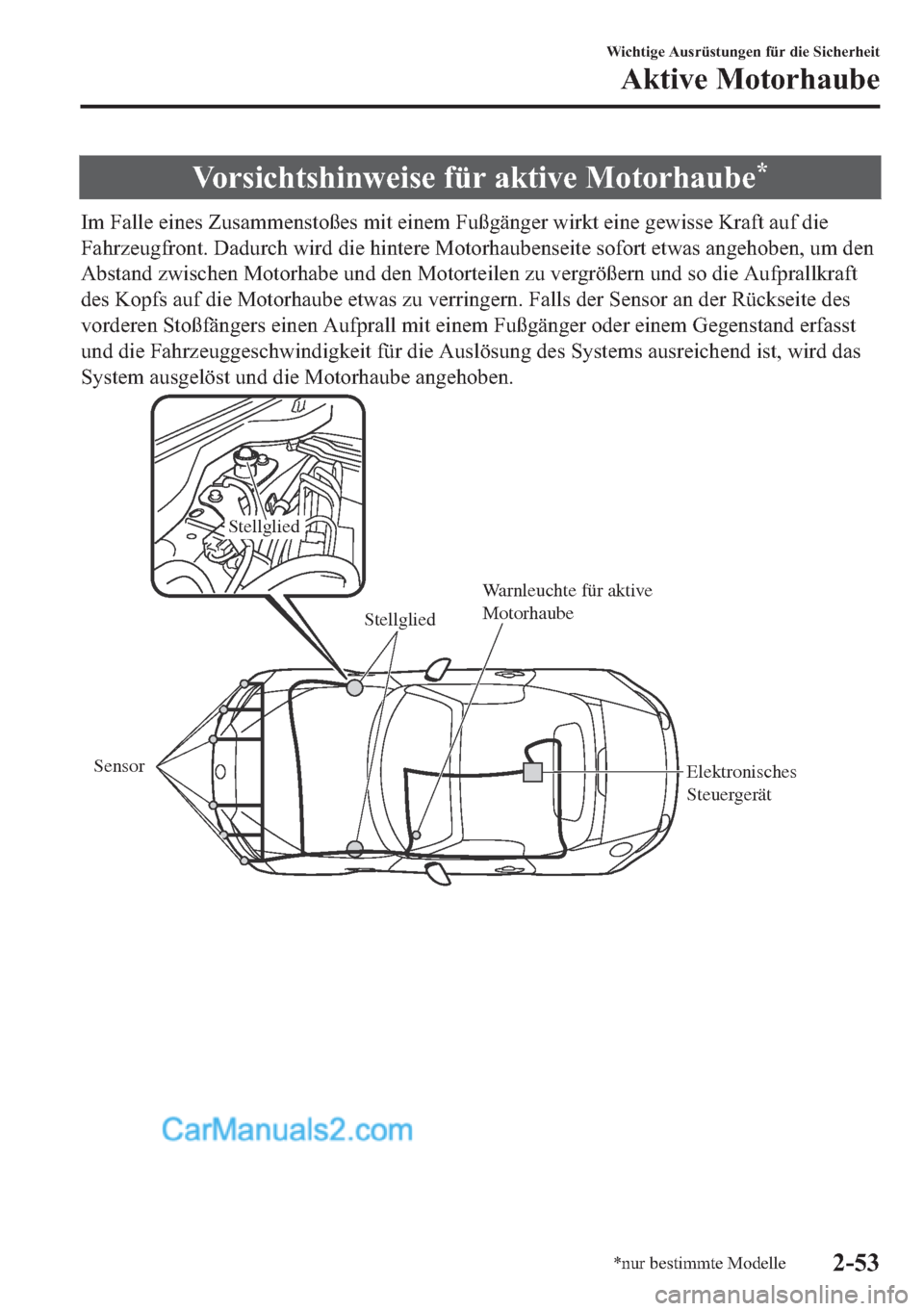 MAZDA MODEL MX-5 2017  Betriebsanleitung (in German) �9�R�U�V�L�F�K�W�V�K�L�Q�Z�H�L�V�H��I�