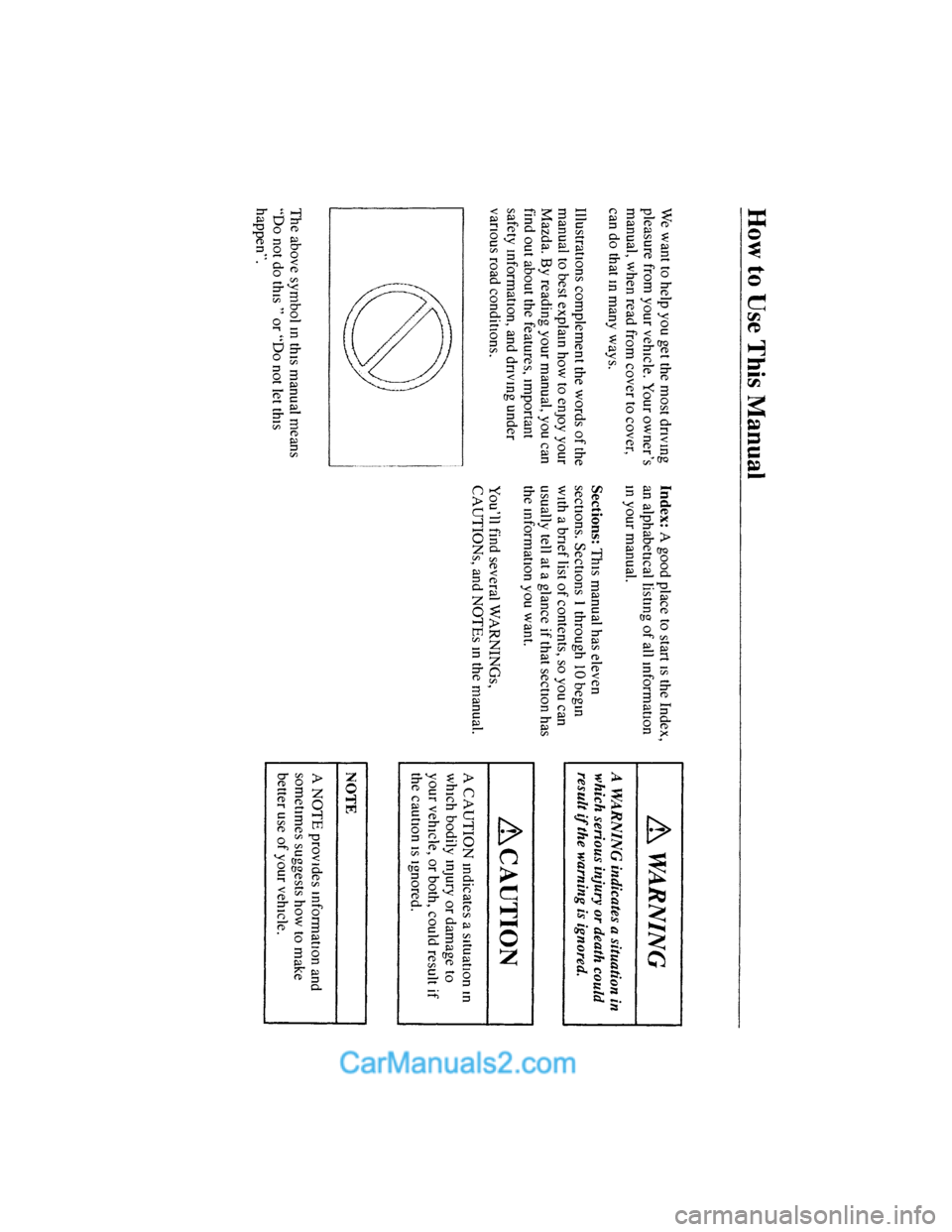 MAZDA MODEL MILLENIA 2001  Owners Manual (in English) 