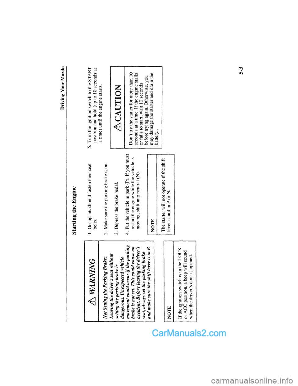 MAZDA MODEL MILLENIA 2001  Owners Manual (in English) 