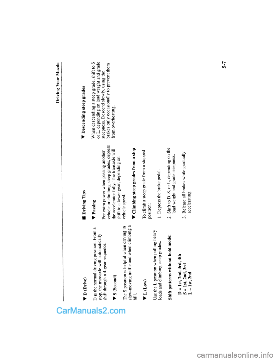 MAZDA MODEL MILLENIA 2001  Owners Manual (in English) 
