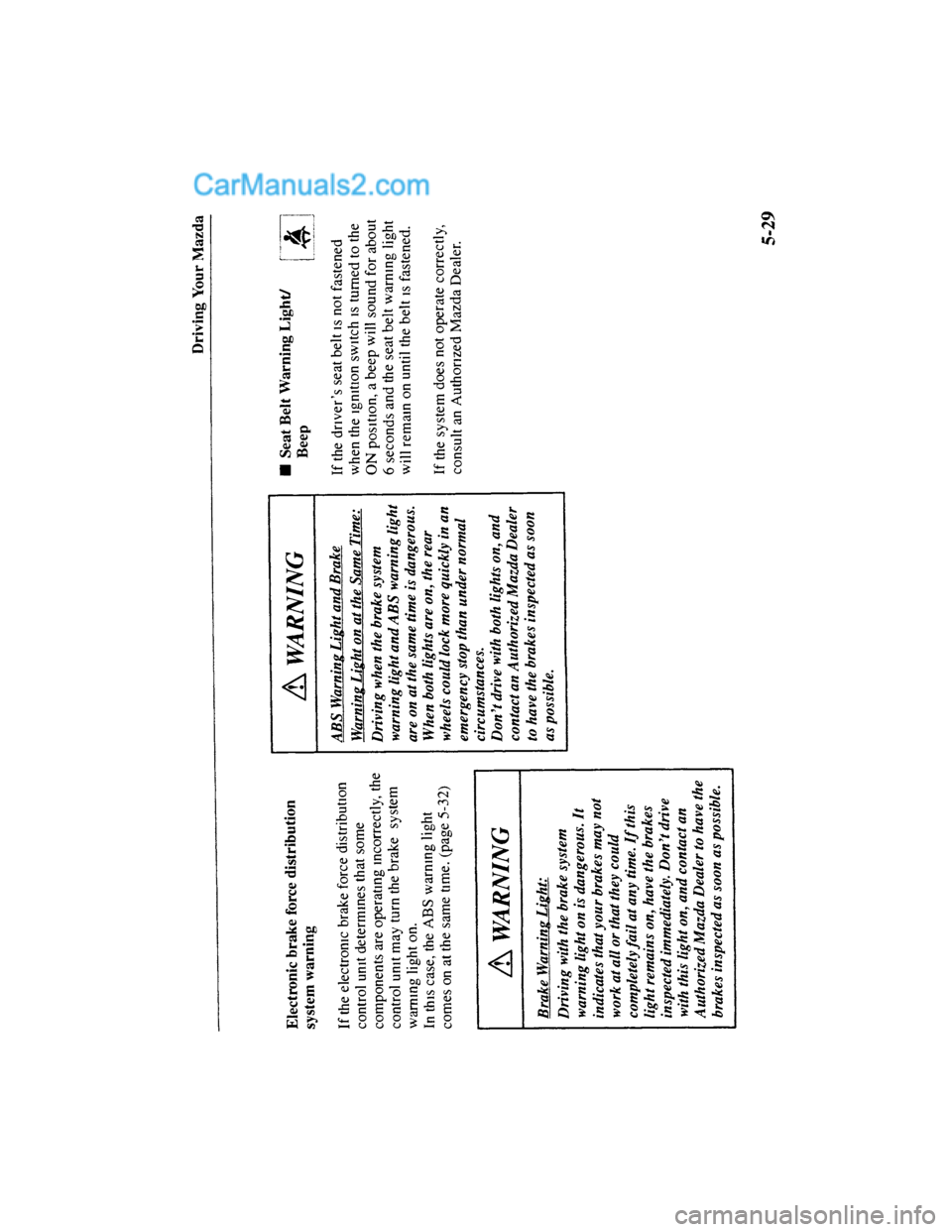 MAZDA MODEL MILLENIA 2001  Owners Manual (in English) 