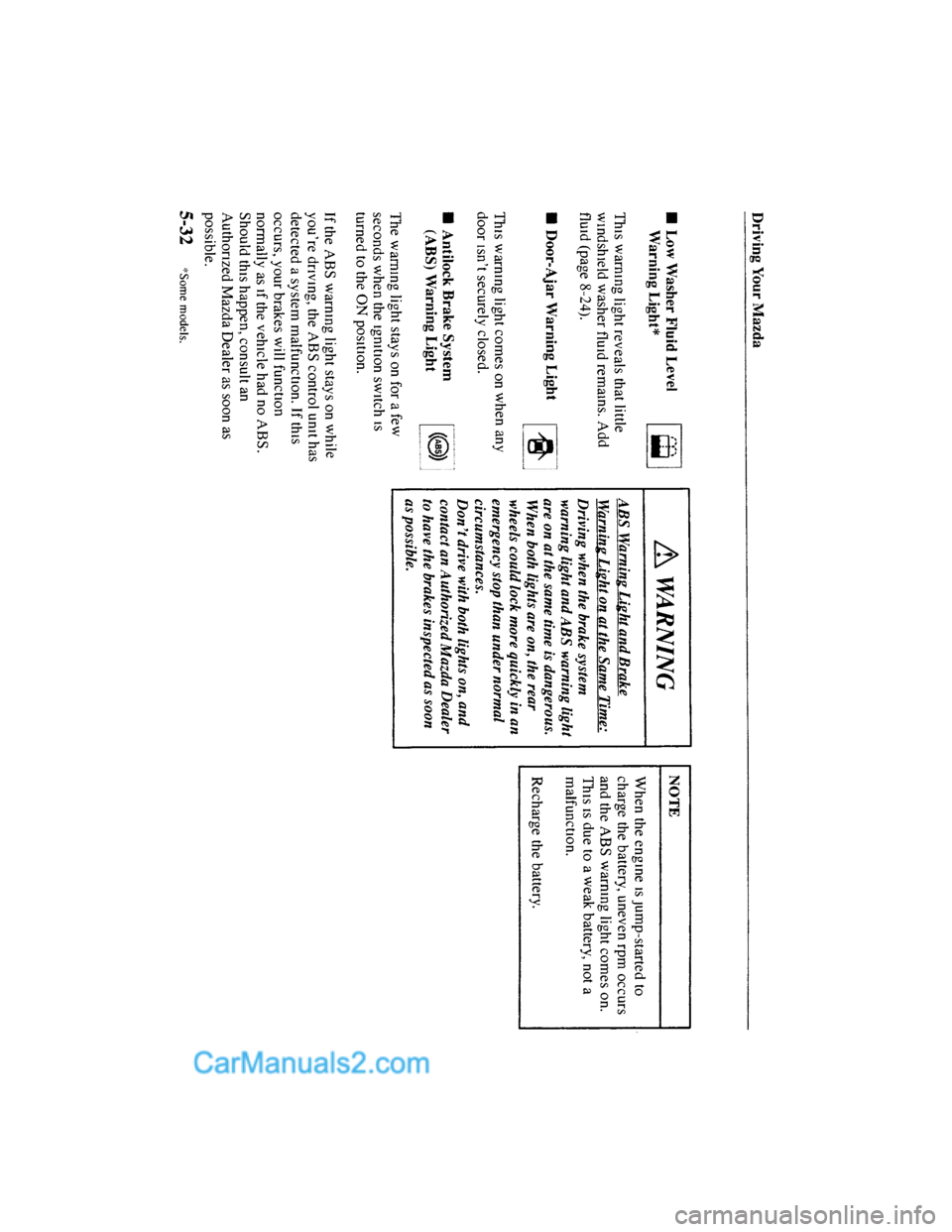 MAZDA MODEL MILLENIA 2001  Owners Manual (in English) 