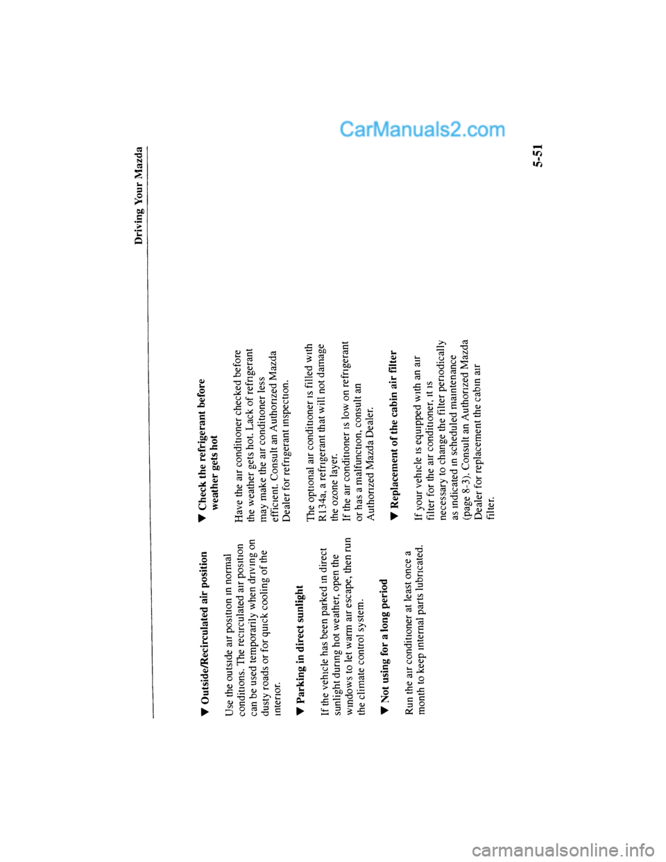 MAZDA MODEL MILLENIA 2001  Owners Manual (in English) 