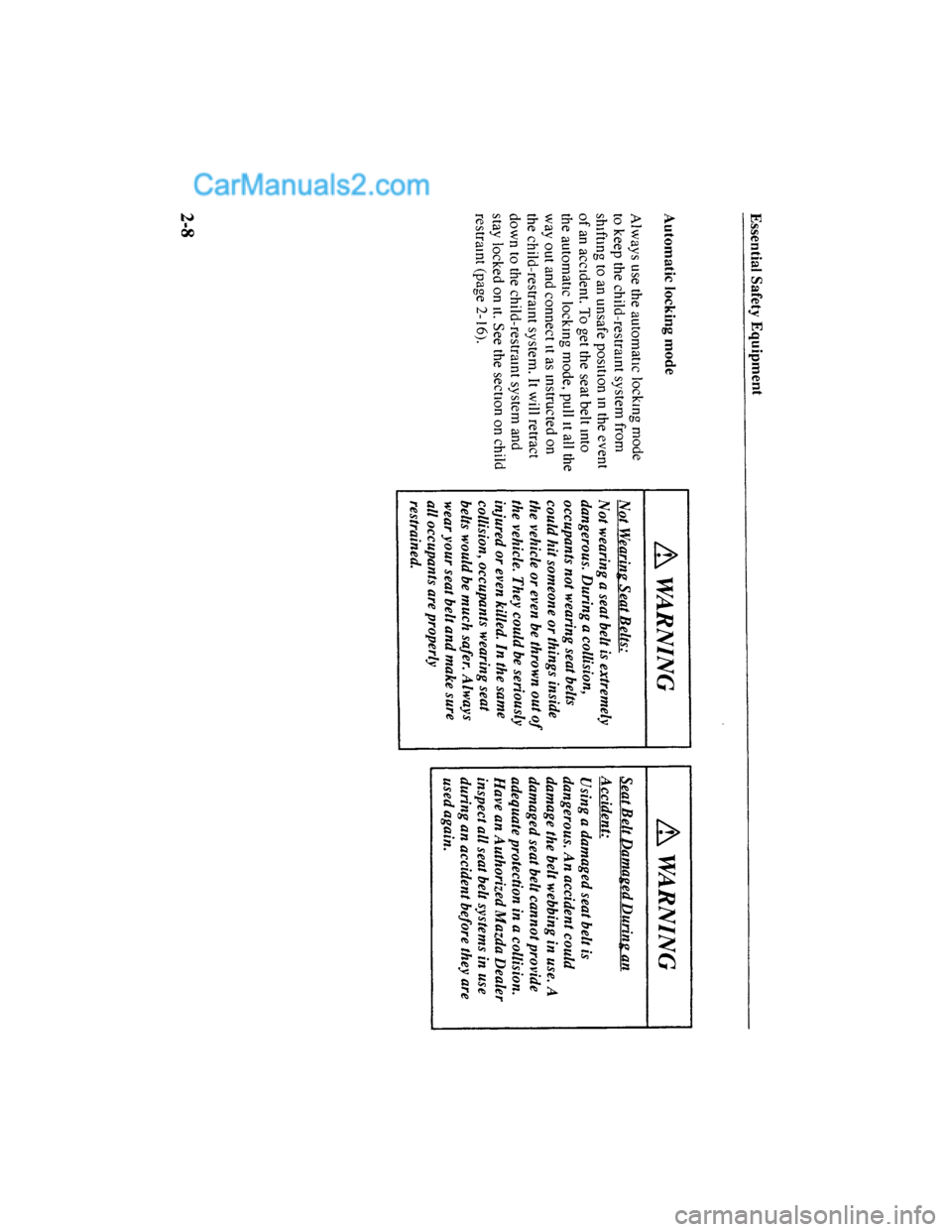 MAZDA MODEL MILLENIA 2001  Owners Manual (in English) 