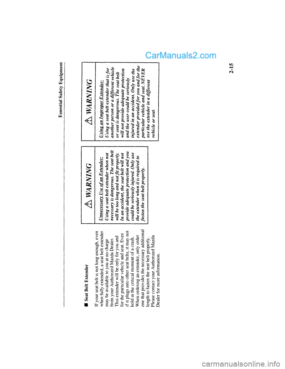 MAZDA MODEL MILLENIA 2001  Owners Manual (in English) 