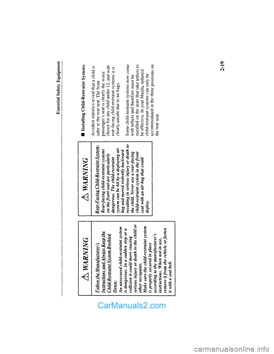 MAZDA MODEL MILLENIA 2001  Owners Manual (in English) 