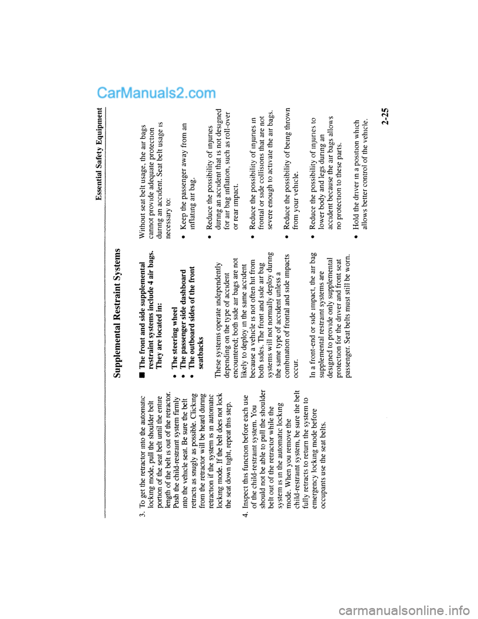 MAZDA MODEL MILLENIA 2001  Owners Manual (in English) 